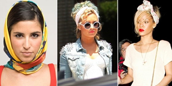 Letné účesy so šatkami a uterákmi rôzne-účesy-s-šatkou-účes-slnečné okuliare-riflová bunda