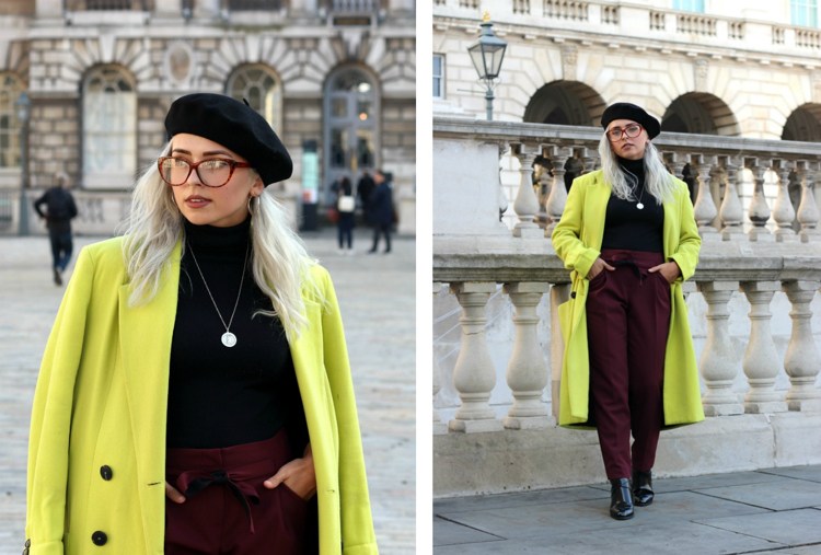 baret klobúk štýl vzhľad farba čierny kabát neón