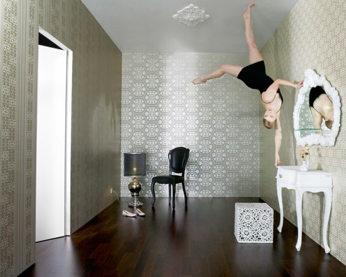 Bohato zdobené trojrozmerné tapety Tapeta biely strieborný vzor trojrozmerný