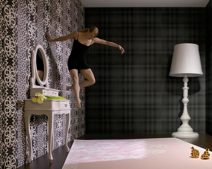 Vysoko kvalitné barokové tapety so vzormi úponkov Baroková tapeta ružová čierna klasická obývacia izba nápady na bývanie