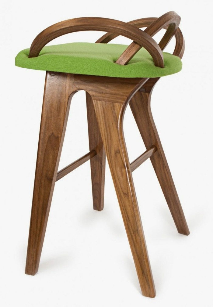barová stolička meg o halloran drevo zelená čalúnená taburetka