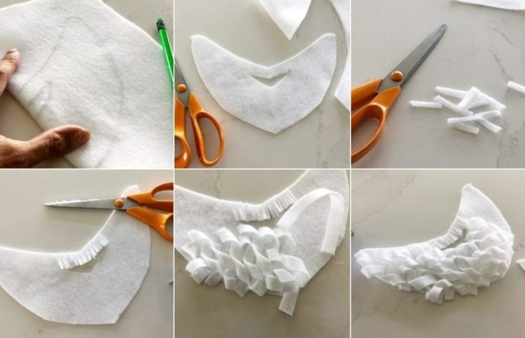 Vytvorte si bradu z tenkej, bielej plsti - Oblečte sa ako boh, trpaslík alebo Santa Claus