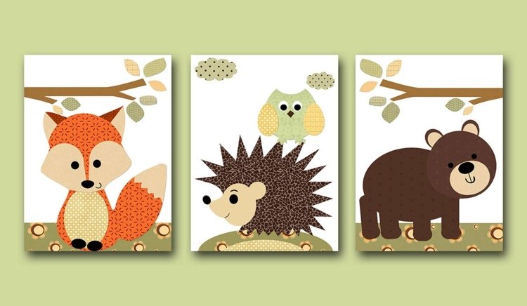 remeselné nápady na jesenné obrázky lesné zvieratá papierová líška ježko baer