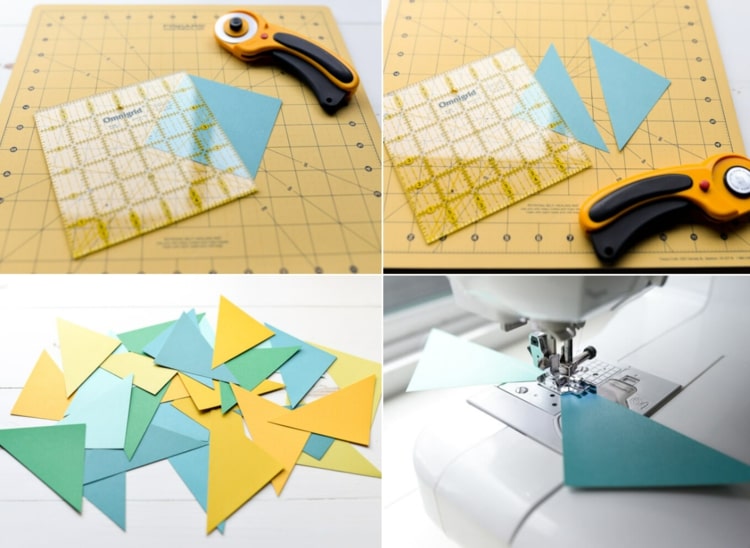 Ušite papierový veniec s trojuholníkmi, ktorý zavesíte