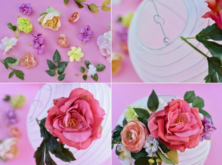 Romantická párty dekorácia s lampášom a umelými kvetmi