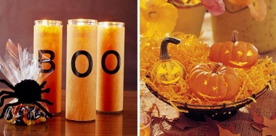 Dekorácie stola Halloween symboly Tekvica-pavúky nápady Dekorácie stolu drotár Halloween symboly tekvica-pavúky nápady