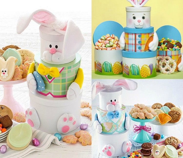 Veža runboxov plných sladkostí drotárstvo-nápady-veľkonočné veže-boxy-králik-plyšové uši
