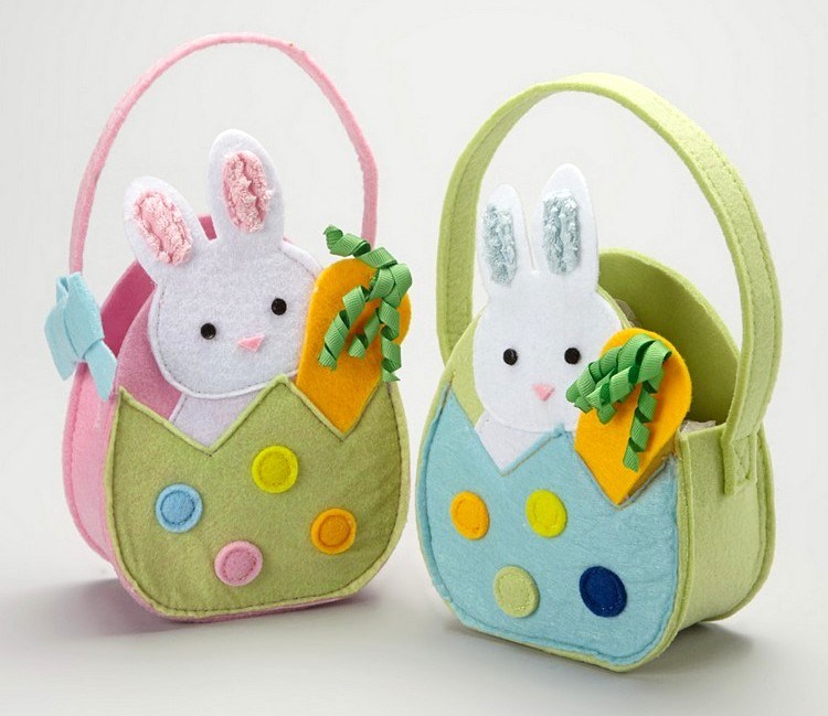 Veľkonočný košík z filcu pre chlapcov a dievčatá Remeselné nápady na veľkonočný filc-veľkonočný kôš-chlapec-dievča-deko