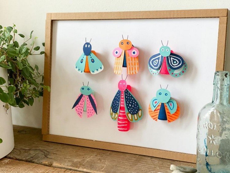 Ručné práce s deťmi si sami vyrobíte hmyz z papierových roliek a farebného papiera