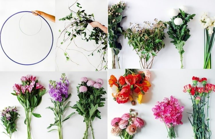 Navrhnite obruče hula s umelými alebo skutočnými kvetmi