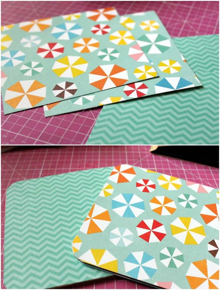 drotárstvo-s-pivnými podložkami-scrapbooking-lepenie papiera