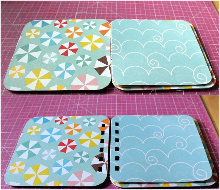 drotárstvo-s-pivnými podložkami-scrapbook-album-diery