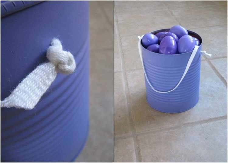 drotár s plechovkami, maľovanie a plnenie veľkonočných vajíčok