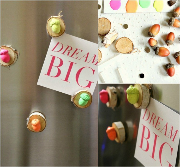 urobte magnety žalude sami drevo prírodný materiál