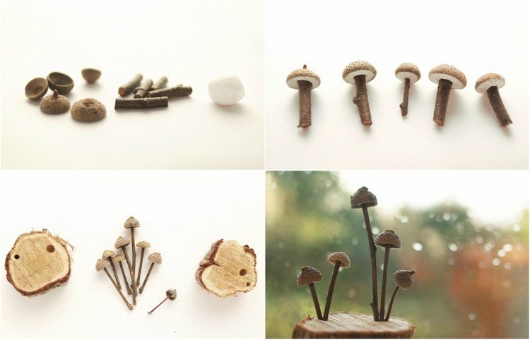 drotár-žaluďové klobúky-jesenné-deti-hubové-konáre