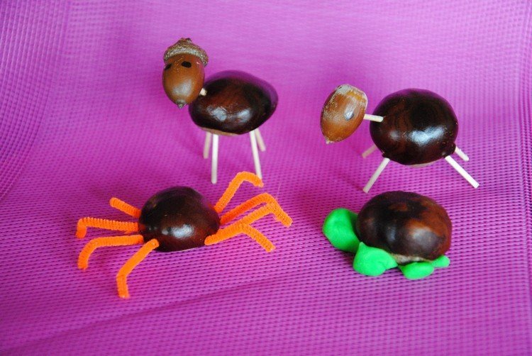 ručné práce-žalude-gaštany-čistič rúrok-zápalky-fimo