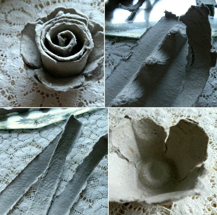 drotár s ružami z kartónu na vajíčka-urob si sám papier-mache-papier
