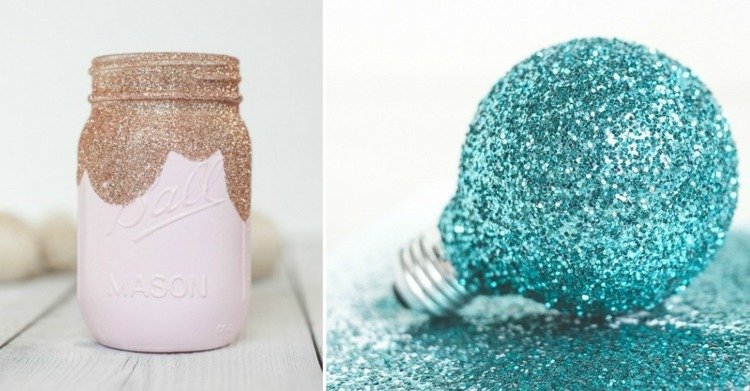 DIY nápad s trblietkami - ozdobte murárske nádoby a žiarovky tinker-glitter-lightbulb-do-it-yourself-make-blue-murár jar-zdobiť
