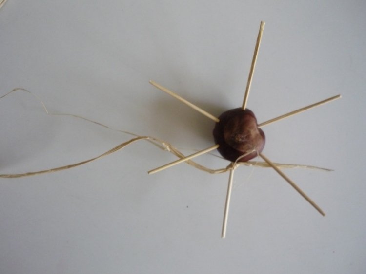 Tinker-gaštan-jesenná dekorácia-kutilstvo-špáradlo-zábal-kreatívny nápad