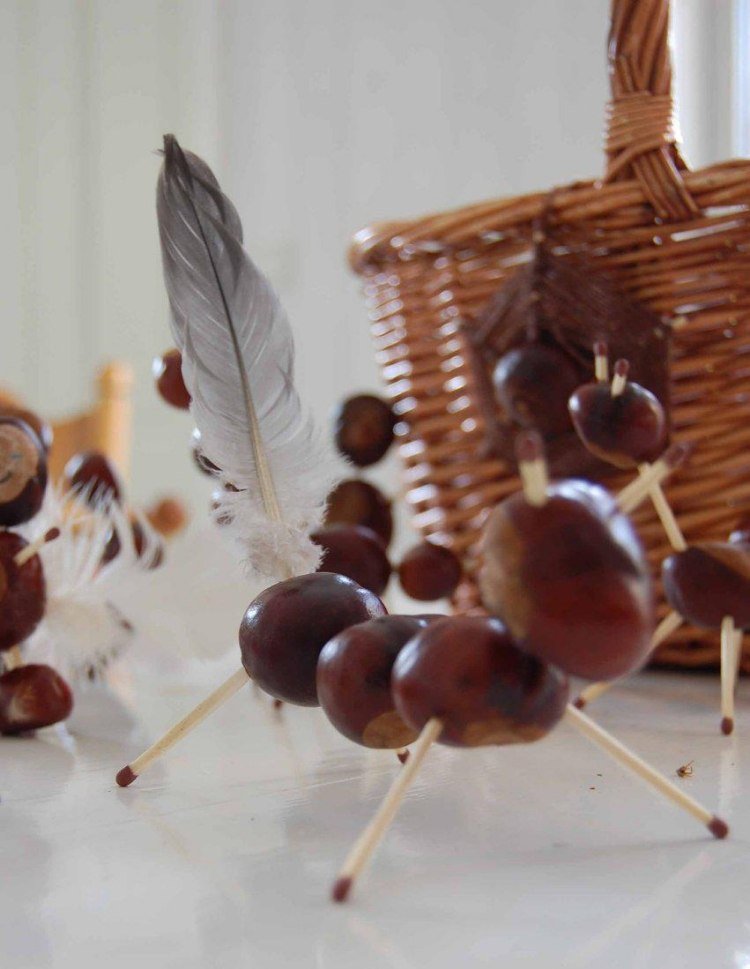drotár-gaštan-jesenná dekorácia-mravec-deti-vyrobte si-zápalkovú palicu