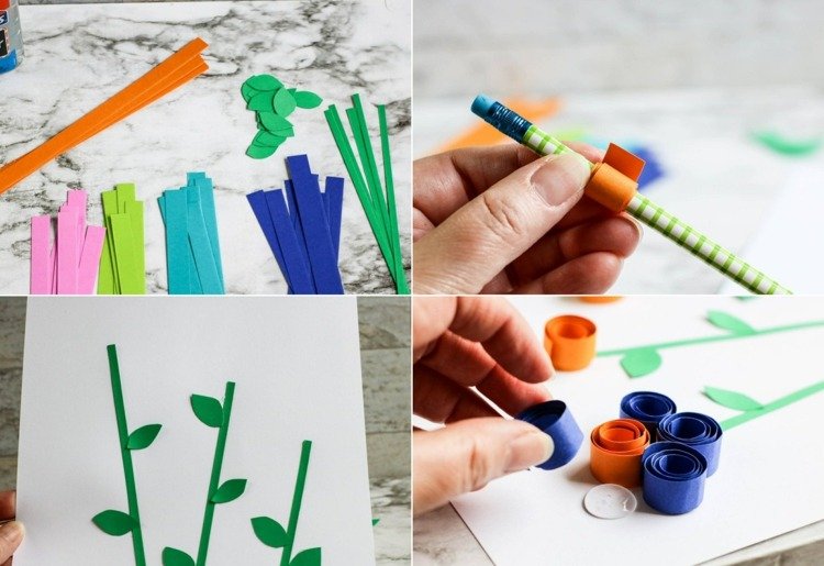 Návod na ručnú výrobu s deťmi a kvetinové pásy papiera