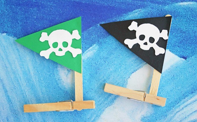 Ručné práce s deťmi-leto-zmrzlinové palice-pirátske hranie-drevené-špendlíky-člnky