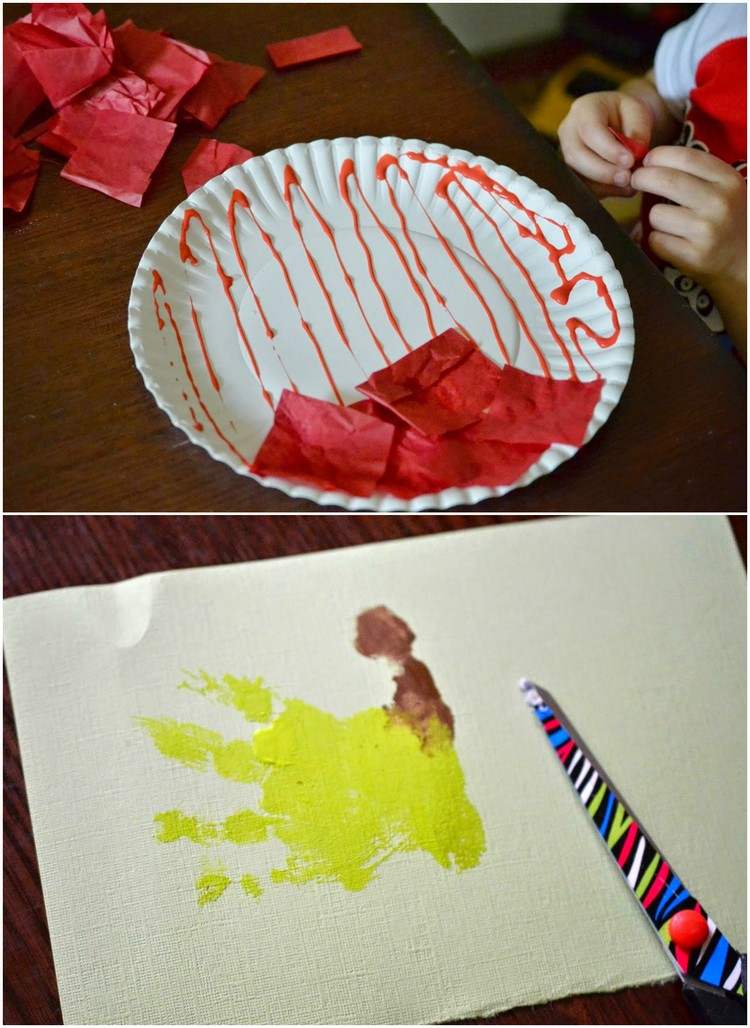 ručné práce-s-deťmi-do 3 rokov-papier-tanier-odtlačok ruky