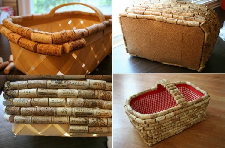 tinker-cork-basket-idea-lepidlo-recyklovať-fľaše na víno-jednoduché