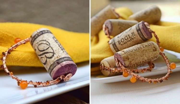 drotár-korková-stolná dekorácia-obrúsok-prsteň-perlový drôt