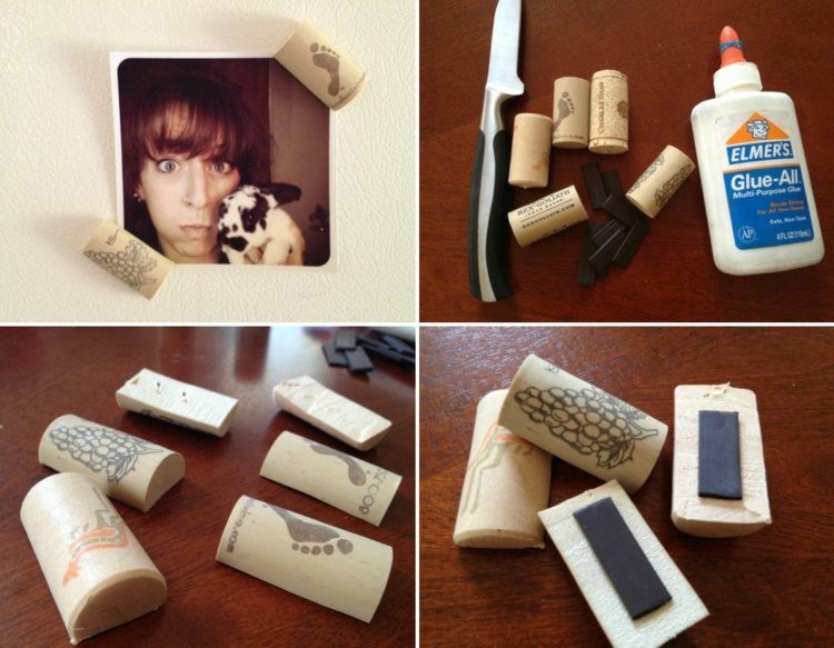 drotár-korkové magnety-urob si sám-magnetický-prúžok-chladnička-dekorácia-foto