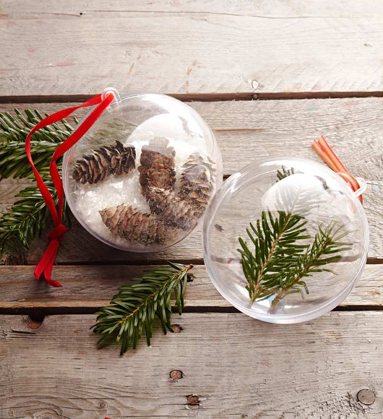 Vyrobte si vianočné ozdoby vo veľkých vianočných guliach sami z umelých ľadových a smrekových šišiek, drobných nápadov na štýlové vianočné ozdoby, ktoré si vyrobíte sami