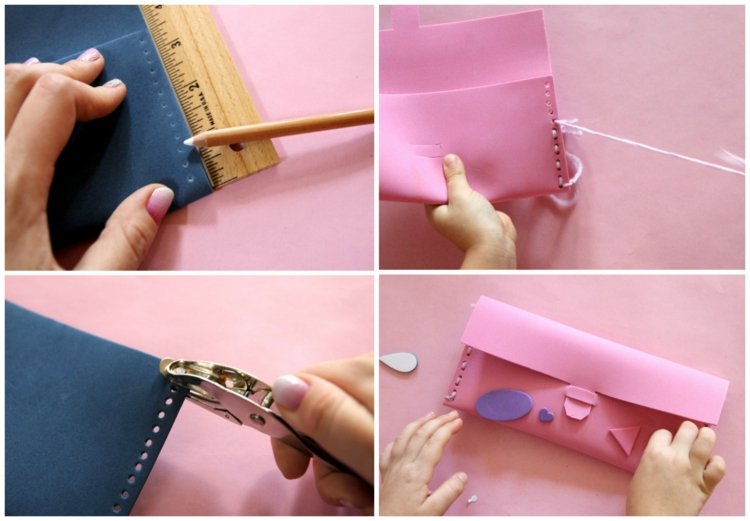 Ručné práce-penová guma-drotárstvo-nápad-deti-ceruzka-taška-ruka-dierovač-urob si sám