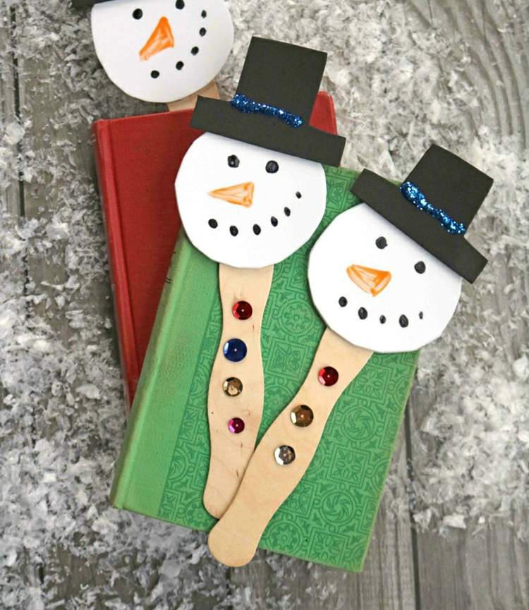 záložky snehuliaka zmrzlinové tyčinky flitre