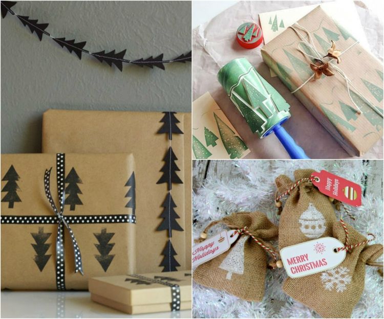 pečiatka špongia gumené vianočné darčeky balenie