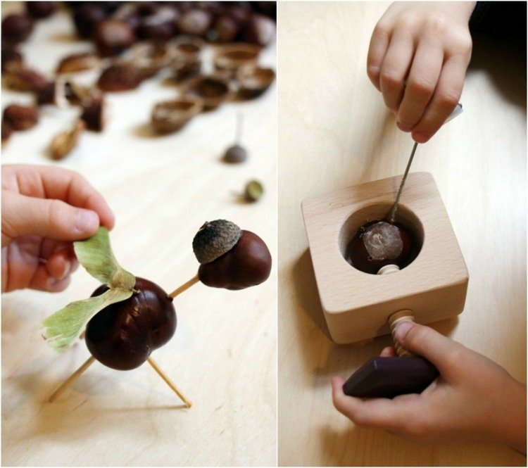 drotár-prírodný-materiál-dieťa-punč-gaštan-žaluď-špáradlo-zvieratko