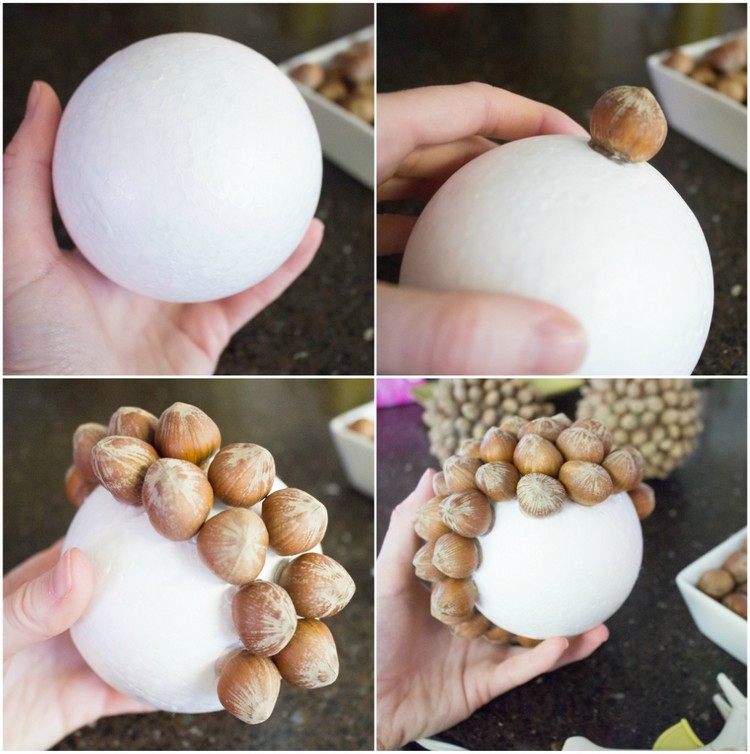 návod guľôčkové orechy drotár vianočná dekorácia prírodné materiály