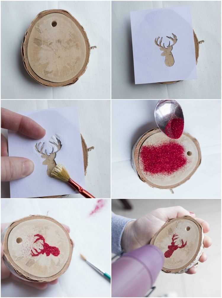 ozdoby na stromček drotár prírodné materiály vianočné drevené disky trblietky