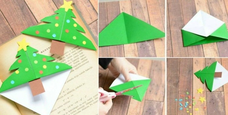 drotár vianočný papier záložky vianočné stromčeky konfety skladanie