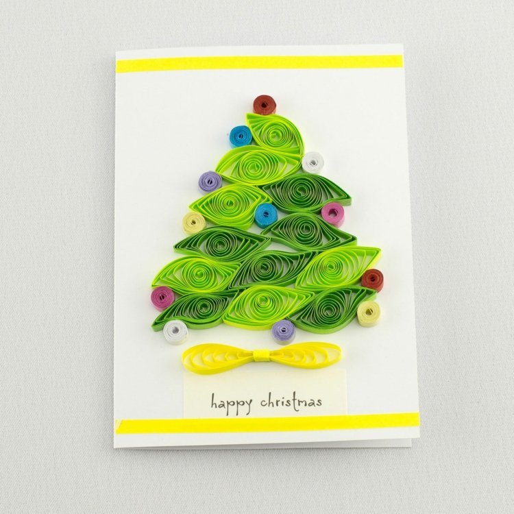 Tinker-papierové prúžky-quilling-jedľa-blahoželanie-vianočné-diy-nápad