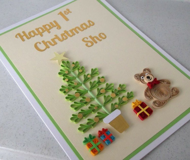 drotár-papierové prúžky-quilling-motív-nápady-darčeky-vianočný stromček-medvedík