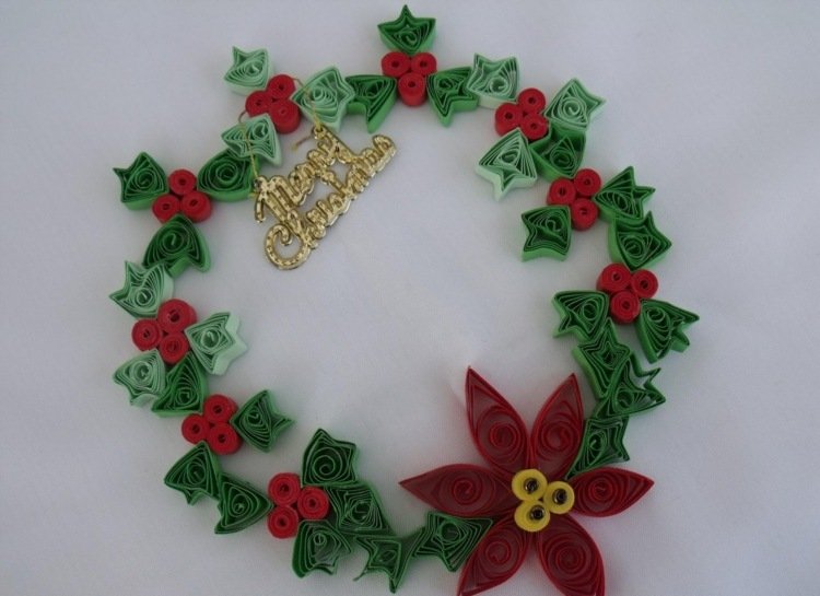 drotár-papierové prúžky-quilling-vianočný veniec-vianočná hviezda-imelo-kutilstvo