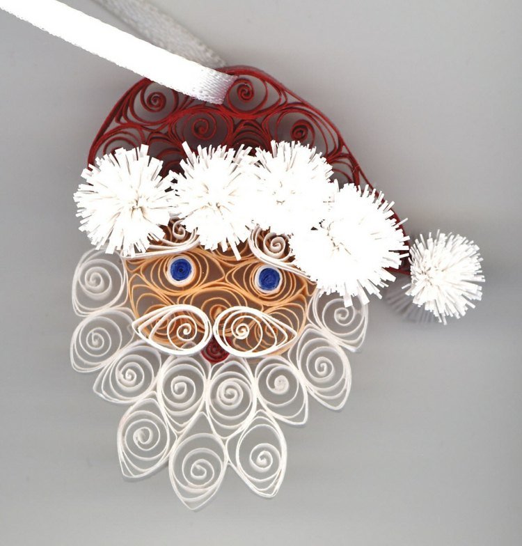 drotár-papierové prúžky-quilling-inšpirácia-santa-claus-tvár-klobúk