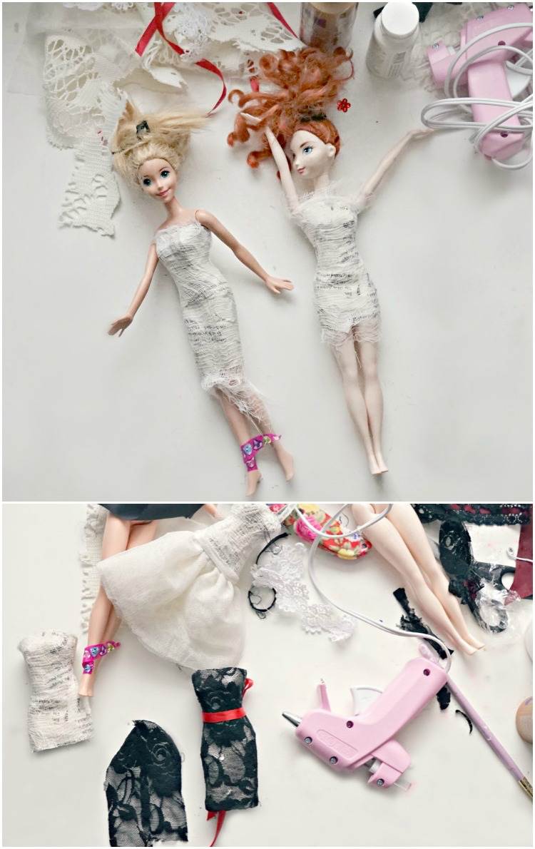 drotár-papierové mache-nápady-oblečenie pre bábiky-návod