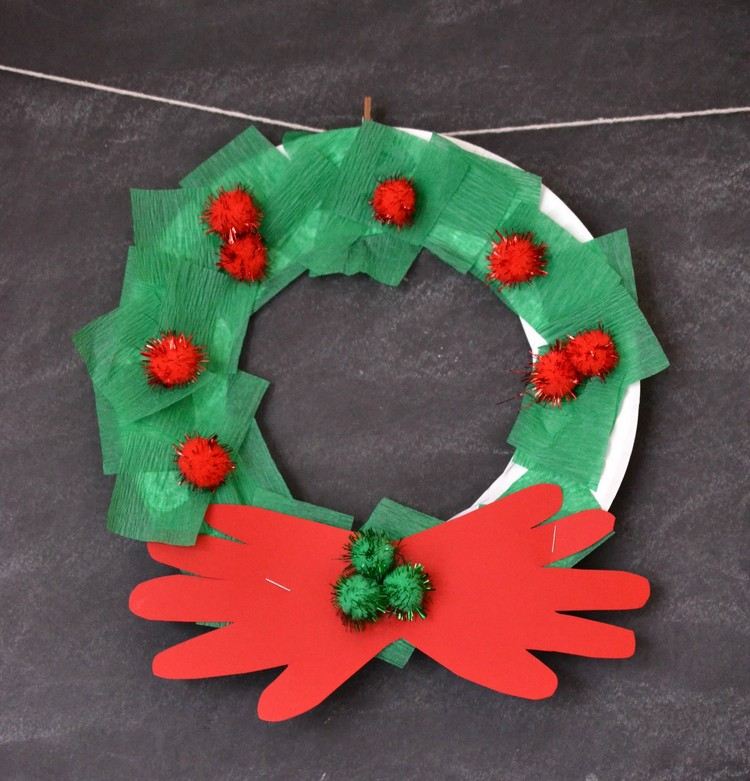 tinker-paper-plate-winter-vianočné-veniec-deti-drotár-nápady