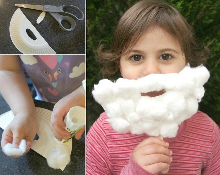 drotár-papier-tanier-deti-santa-claus-brada-bavlnené guličky