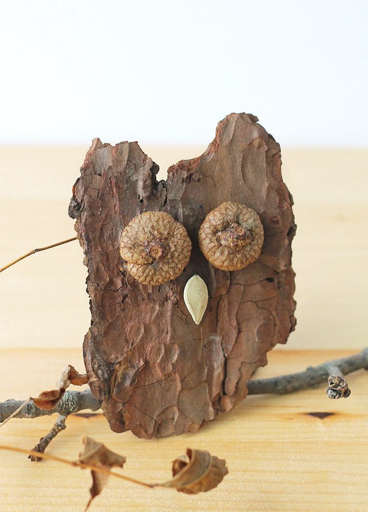 drotárska kôra sova nápad prírodné materiály jednoducho deco