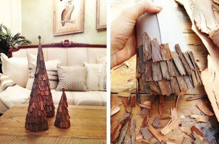 drotár s kôrou jedľa diy inštrukcie lepidlo dekorácia stolu