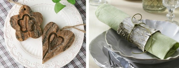 drotárska kôra kutilská dekorácia na stôl obrúskový prsteň prívesok srdiečkový kvet