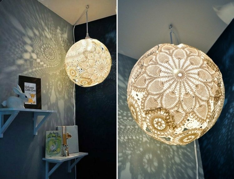 Remeselné spracovanie s tkaninou pre efekty svetla a tieňa drotár s čipkovanými pomôckami lampa-urob si sám-ľahké-dekorácia do detskej izby
