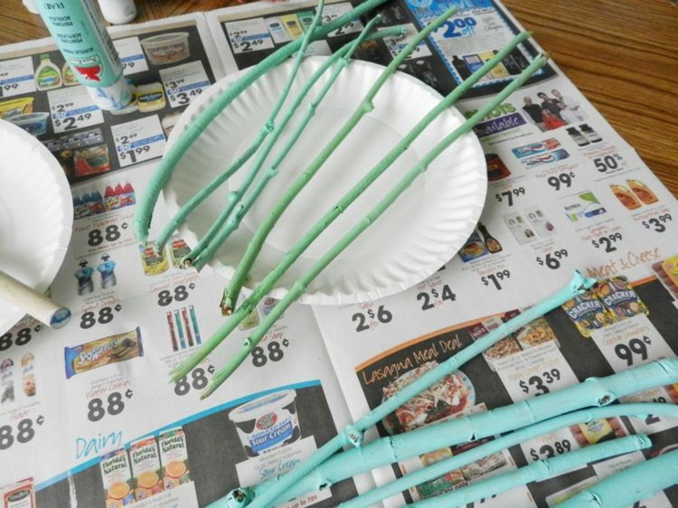 farba konáre palice drevo ombre dekorácia na stenu